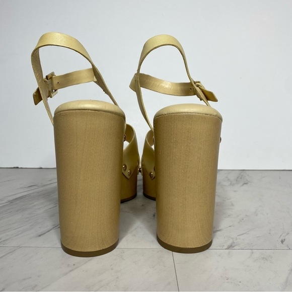 Franco Sarto Wally Yellow Leather Platform Heeled Sandal 9M - Picture 3 of 14